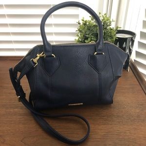 Navy Satchel Handbag w/ Crossbody Strap